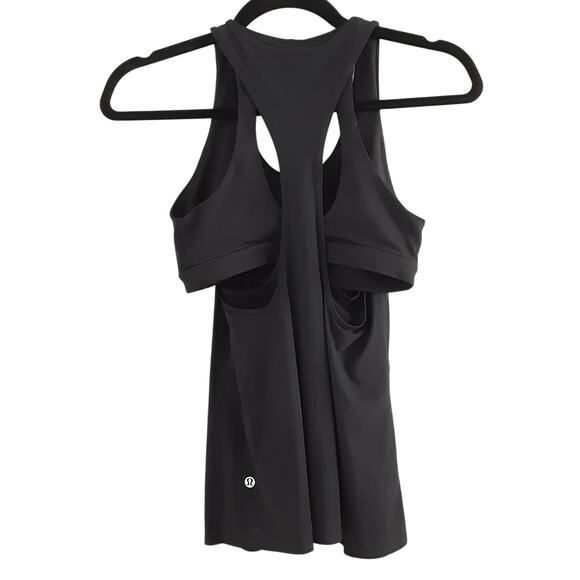 Lululemon Cross Conditioning 2 in 1 Tank Top Black Medium Support Sports Bra 4 - Picture 4 of 8